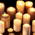 candles burning in darkness over black background