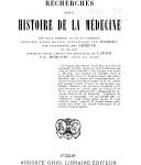 Recherches sur l’histoire de la médecine