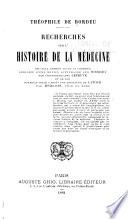 Recherches sur l’histoire de la médecine