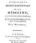 Recherches sur quelques points d'histoire de la médecine