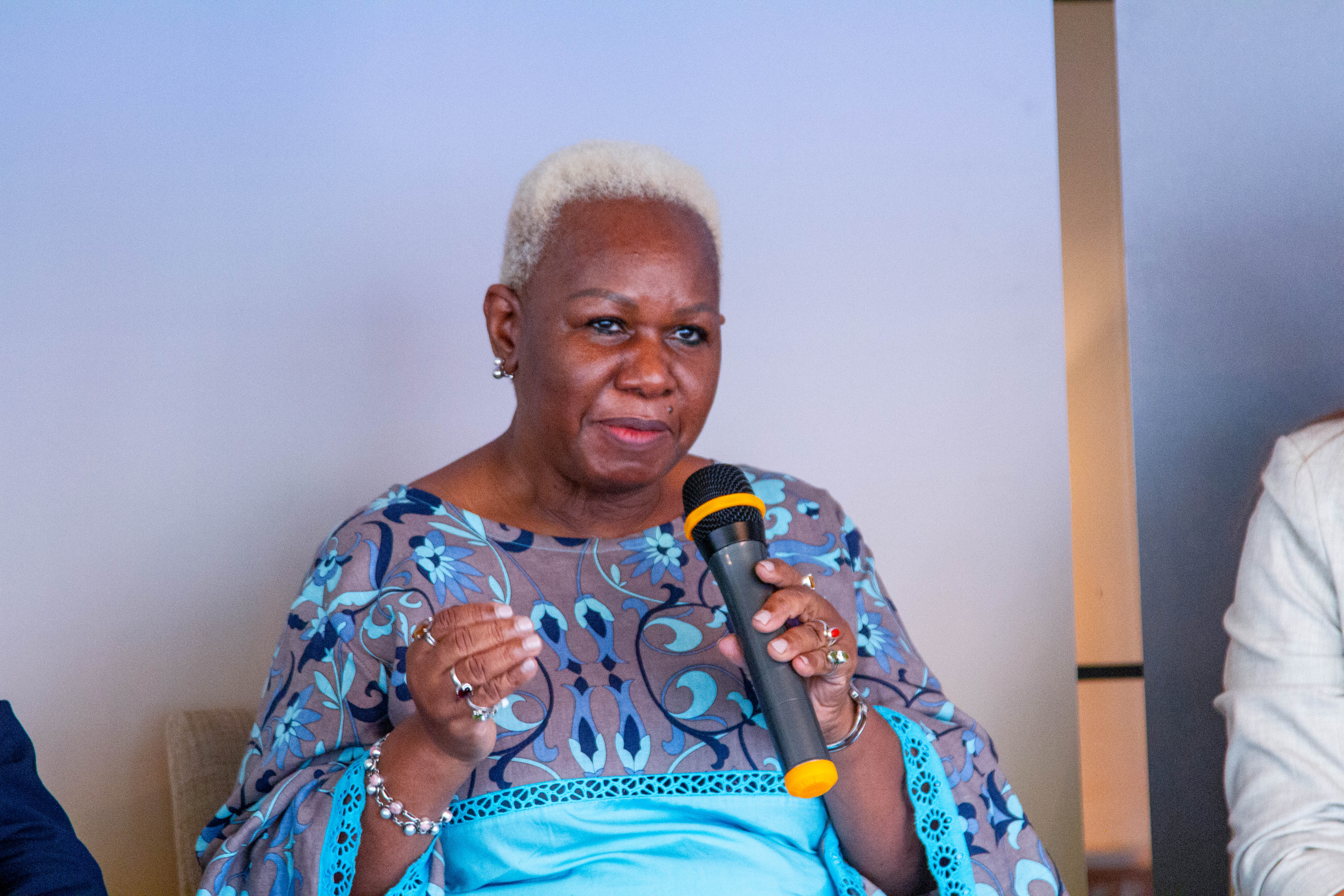 Bintou Keita, Représentante spéciale du Secrétaire général de l'ONU en République Démocratique du Congo lors d'une discussion en panel à l'occasion de la commémoration du 60ème anniversaire de l'ancien Secrétaire Général des Nations Unies Dag Hammarskjöld à l'ambassade de Suède en RDC. Le 16 septembre 2021. <br />Radio Okapi/Ph. Jonathan Fuanani