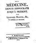 Décadence, élévation et progrès de la médecine, depuis Hippocrate jusqu’à présent