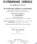 Archives d’anthropologie criminelle, de médecine légale et de psychologie normale et pathologique
