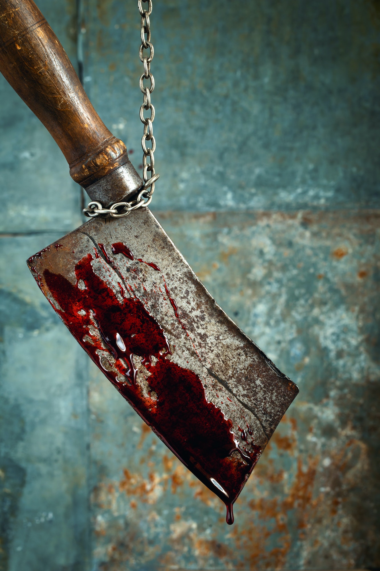 Old bloody meat cleaver