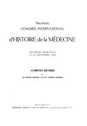 Neuvième Congrès international d’histoire de la médecine, Bucureşti, (Roumanie) 10-18 septembre 1932