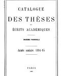 Catalogue des thèses et écrits académiques