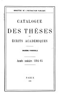 Catalogue des thèses et écrits académiques