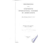 Actes du dix-neuvième congrès international des américanistes, tenu à Washington, du 27 au 31 décembre 1915