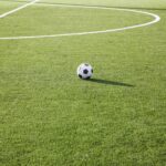 Soccer ball on soccer field.