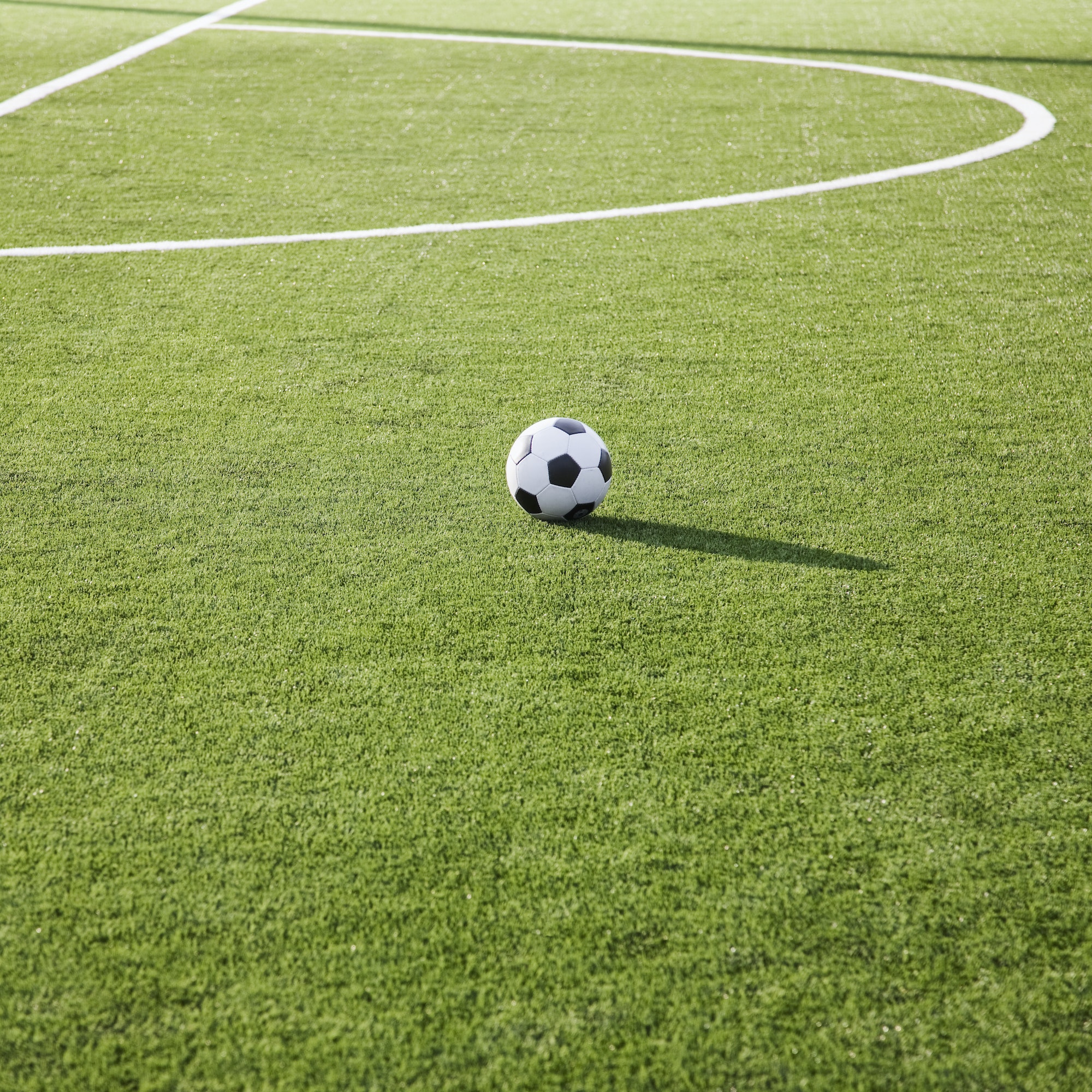 Soccer ball on soccer field.