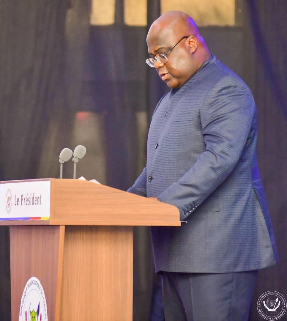 Le Président de la République, Felix Tshisekedi au forum économique Makutano à Mbuji-Mayi, le 27 octobre 2022.<br />Photo presidence de la République