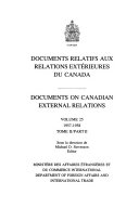 Documents sur les relations extérieures du Canada