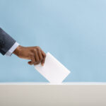 African american man voting for general election in United States