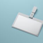 Blank badge ID holder isolated on white background. 3D rendering.
