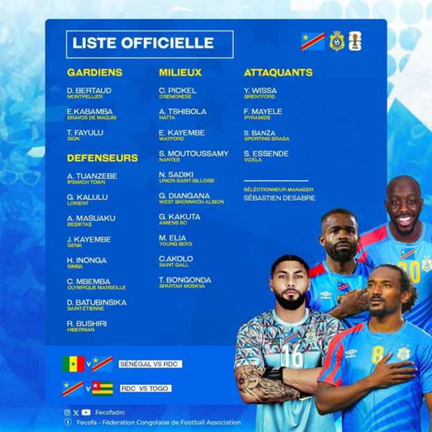 Eliminatoires-Mondial 2026 : 25 Léopards sélectionnés contre le Sénégal et le Togo