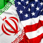 United States of America flag and Iran flag together