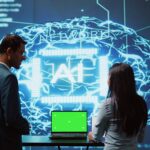 Startup coworkers brainstorming ways to use AI