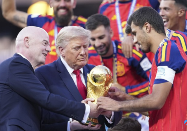 Trump personally presents World Cup trophy to Spain